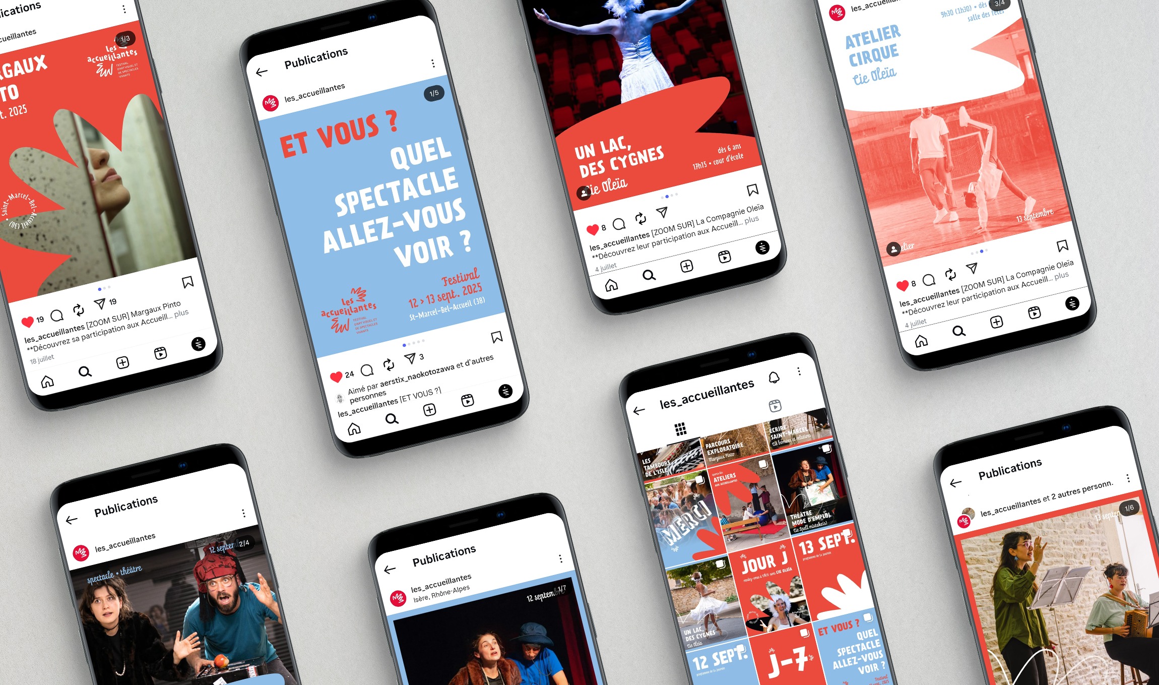 communication sur réseaux sociaux pour le festival Les Accueillantes (Isère), festival de spectacles vivant et d'art visuel