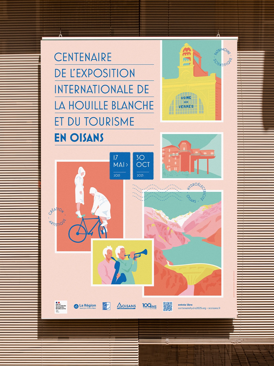 affiche du Centenaire de l'Exposition Internationale de la Houille Blanche et du Tourisme en Oisans