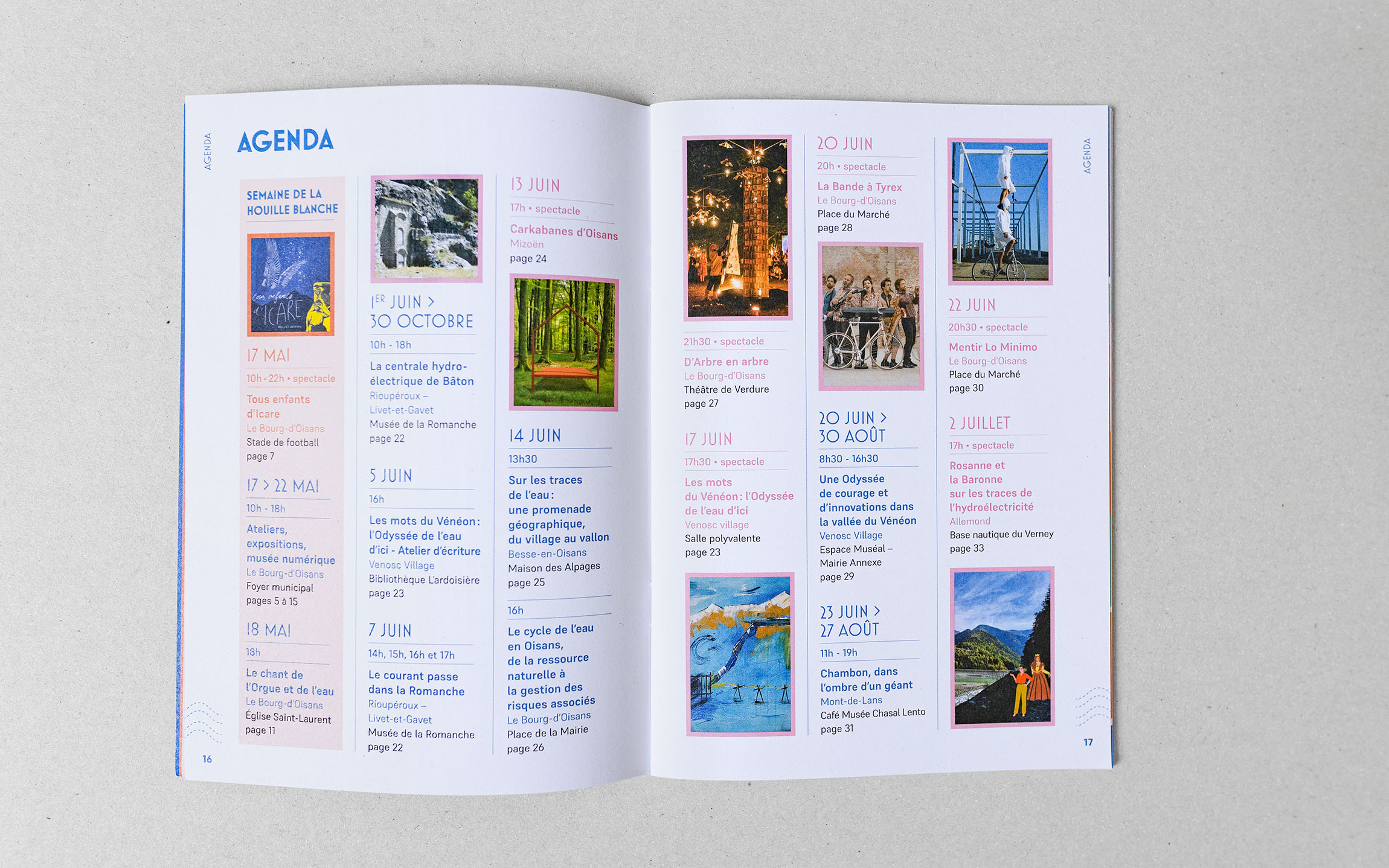 brochure programme Centenaire de l'Exposition Internationale de la Houille Blanche et du Tourisme en Oisans